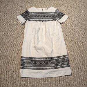 Madewell Cabana Jacquard Shift Dress Womens XS White Embroidered Lined